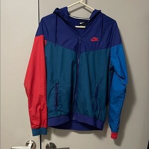 Nike Men's Blue and Red Windbreaker Jacket